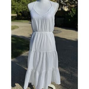 MSRP $98 Lulus White Halter Style Knee Length Dress Size M ~ SAME/NEXT DAY SHIP